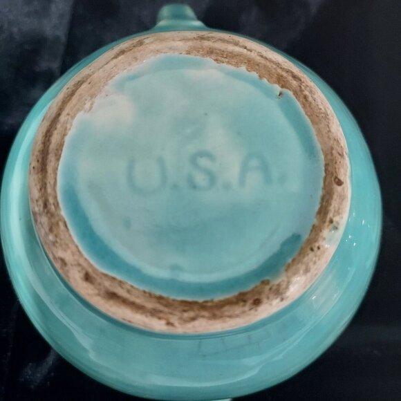 Shawnee MCM Made In USA Creamer & Sugar Bowl Snowflake Turquoise Blue Star Burst - Picture 7 of 15